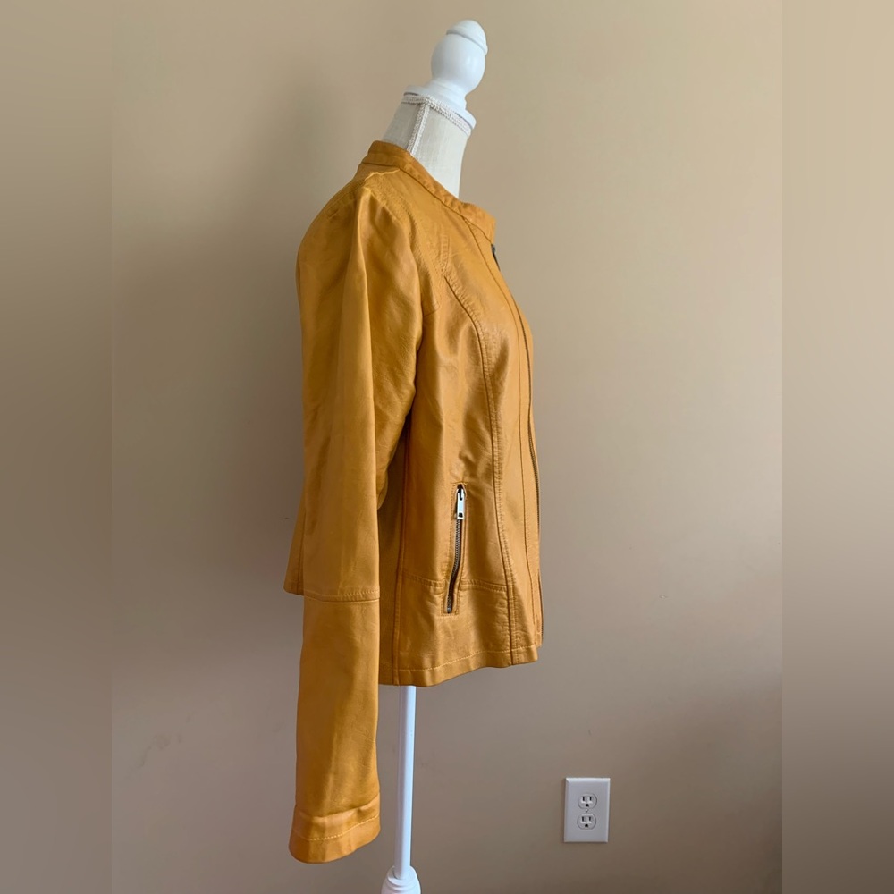 Women's Mustard Yellow Moto Jacket - Picture 2 of 11